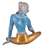 White Whale Brass Sitting Lord Indra Dev Brass Idol Statue Office and Home Decor
