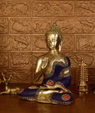 White Whale Brass Idol Murti Statue Buddha Resting Showpiece for Home Decoration Office Religious Office Table Vastu Good Luck Gift