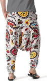 Whitewhale Mens Cotton Printed Harem Pants Pockets Yoga Trousers Hippie