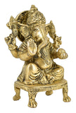 White Whale Lord Ganesha Brass Statue Hindu Religious Lord Ganesh Sculpture Figurine Ideal for Gift & Home Decor