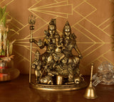 White Whale Brass Shiv Parivar Statue, Big Brass Shiva Family Statue, Shiva-Parvati Idol with Baby Ganesh & Murugan Kartikeya, Siva Pariwar