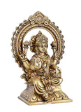 Whitewhale Hindu Goddess Maa Laxmi Idol Brass Statue Standing in Loltus Lakshmi for Temple Puja Home Decor Murti Office Gift Item Showpiece