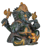 White Whale Antique Brass Mangalkari Ganesha Statue Bhagwan Idol Ganesha Statue Ganpati Murti Home Decor