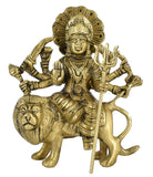 White Whale Brass Maa Durga/Ma Sherwali Idol Sitting On Lion Murti Religious Strength God Sculpture Idol