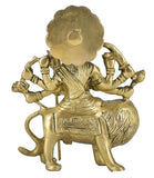 White Whale Brass Maa Durga/Ma Sherwali Idol Sitting On Lion Murti Religious Strength God Sculpture Idol