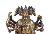 White Whale Panchmukhi Hanuman Statue Strength Monkey Lord Bajrang Bali Idol Standing Position Brass Sculpture Diwali Decor Gifts