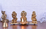 White Whale Lakshmi Ganesha Saraswati Idol with Diya Made of Metal Laxmi Ganesh Oil lamp Statue Traditional Religious Figurine Home Office Temple Pooja Puja Decorative Showpiece Diwali Gift