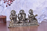 White Whale Superfine Brass Hindu God Ganesha and Goddess Laxmi Saraswati Idol Statue Murti Home Office Temple Pooja Puja Decorative Showpiece Diwali Gift