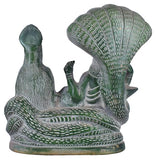White Whale Lord Vishnu with Lakshmi Rest Upon Shesha Naag Brass Statue Religious Strength Sculpture Idol