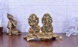 White Whale Lakshmi Laxmi Ganesh murti Idol Ganesha Diya puja Deepak - Metal Lakshmi Ganesh Statue - Diwali Home Decoration Items - Lakshmi Ganesh for Diwali Showpiece Oil Lamp