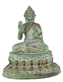 White Whale Brass Buddha Statue Murti for Home Decor Entrance Office Table Living Room Meditation Luck Gift Feng Shui Home Décor