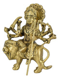 White Whale Brass Maa Durga/Ma Sherwali Idol Sitting On Lion Murti Religious Strength God Sculpture Idol