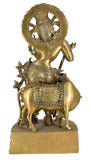 White Whale Brass Hindu God Lord Krishna Bhagwan Lord Krishna Idol Statue Murti
