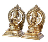 White Whale Brass Hindu God Lord Ganesha and Lakshmi Bhagwan Lord Ganesha and Lakshmi Idol Statue Murti.