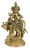 White Whale Lord Krishna Idol Statue Krishna Idols Gold Plated Flute Playing Krishan Decorative Showpiece Figurine for Pooja Room & Gift