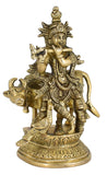 White Whale Lord Krishna Idol Statue Krishna Idols Gold Plated Flute Playing Krishan Decorative Showpiece Figurine for Pooja Room & Gift