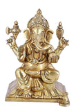 Whitewhale Brass Mangalkari Ganesha Statue Bhagwan Idol Ganesha Statue Ganpati Murti Home Decor