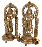 White Whale Brass Vishnu Laxmi Narayan Murti Vishnu Lakshmi Statue Standing Vishnu Laxmi Idol Brass Statue Showpiece for Home Decor Puja Items