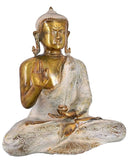 White Whale Brass Buddha Statue Murti for Home Decor Entrance Office Table Living Room Meditation Luck Gift Feng Shui Home Décor