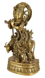 White Whale Brass Hindu God Lord Krishna Bhagwan Lord Krishna Idol Statue Murti