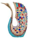 White Whale Brass Peacock Statue Figurine Sculpture for Home Office Decor