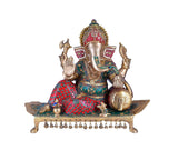 White Whale Ganesha Statue, Sitting Lord Ganesha Idol on Lotus, Ganapati, Vinayaka. Hindu Elephant God & Good Luck Gift for New Beginnings