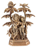 White Whale Brass Radha Krishna Standing Under Tree Idol Statue Home Decor Figurine