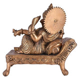 Whitewhale Hindu Lord Sitting Ganesha Statue Brass Idol Resting Ganpati Figurine Home Decor