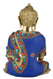 Whitewhale Large Buddha Brass Statue - Handmade Blue Stone Medicine Buddhist Tibetan Healing Decor Sculpture