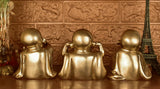 White Whale Brass Laughing Buddha for Wealth & Prosperity | Happy Man - Best for Gifting - Made in Tibet Home Decoration (Set Of 3)
