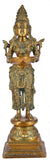 White Whale Brass Deeplaxmi Statue/Hand Carved Religious Standing Goddess Lakshmi/Diwali Oil Lamp Laxmi/Diya Holding Lady/Temple Decor Art