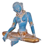 White Whale Brass Sitting Lord Indra Dev Brass Idol Statue Office and Home Decor