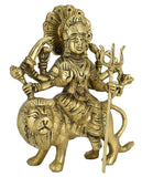 White Whale Brass Maa Durga/Ma Sherwali Idol Sitting On Lion Murti Religious Strength God Sculpture Idol