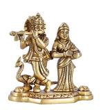 White Whale Radha Krishna Statue Hindu Gods Sculpture Brass