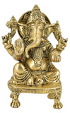 White Whale Lord Ganesha Brass Statue Hindu Religious Lord Ganesh Sculpture Figurine Ideal for Gift & Home Decor
