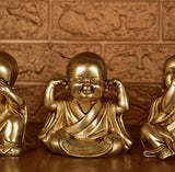 White Whale Brass Laughing Buddha for Wealth & Prosperity | Happy Man - Best for Gifting - Made in Tibet Home Decoration (Set Of 3)