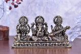 White Whale Superfine Brass Hindu God Ganesha and Goddess Laxmi Saraswati Idol Statue Murti Home Office Temple Pooja Puja Decorative Showpiece Diwali Gift