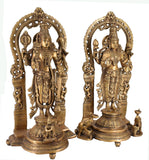 White Whale Brass Vishnu Laxmi Narayan Murti Vishnu Lakshmi Statue Standing Vishnu Laxmi Idol Brass Statue Showpiece for Home Decor Puja Items