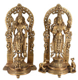 White Whale Brass Vishnu Laxmi Narayan Murti Vishnu Lakshmi Statue Standing Vishnu Laxmi Idol Brass Statue Showpiece for Home Decor Puja Items