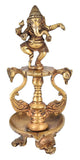White Whale Brass Antique Ganesha Diya Oil Lamp Statue Ganesh Ganesh Puja Diya