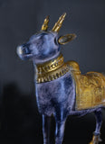 White Whale Brass Mighty Shivanandi Bull with Bells in Matte Black and Royal Gold Finish