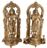 White Whale Brass Vishnu Laxmi Narayan Murti Vishnu Lakshmi Statue Standing Vishnu Laxmi Idol Brass Statue Showpiece for Home Decor Puja Items
