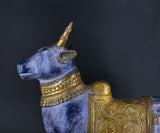 White Whale Brass Mighty Shivanandi Bull with Bells in Matte Black and Royal Gold Finish