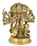 White Whale Large Unique Five Face Panchmukhi Hanuman Brass Statue Religious Strength God Sculpture Idol
