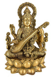 Whitewhale Maa Saraswati Brass Statue Religious Goddess Sculpture Idol