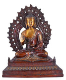 White Whale Brass Buddha Statue Murti for Home Decor Entrance Office Table Living Room Meditation Luck Gift Feng Shui Home Décor