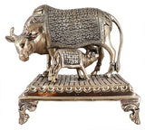 White Whale Large Gold Elegant Kamdhenu Cow and Calf Brass Statue Spiritual Showpiece