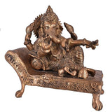 Whitewhale Hindu Lord Sitting Ganesha Statue Brass Idol Resting Ganpati Figurine Home Decor