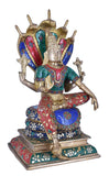 White Whale Brass Maha Abhishekam Lord Vishnu in His Most Powerful Avtar Jeweled in Semi Precious Stones (Royal Pattern)