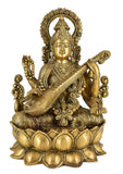 Whitewhale Maa Saraswati Brass Statue Religious Goddess Sculpture Idol